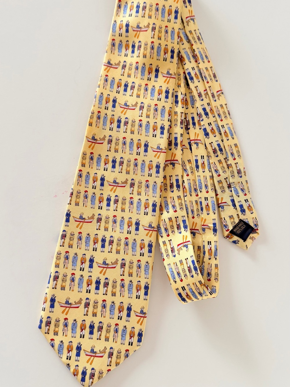 Yellow Novelty Silk Tie with Nautical People Print